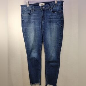 PAIGE Verdugo Ankle Skinny Deconstructed Raw Hem Denim Jean Size 31